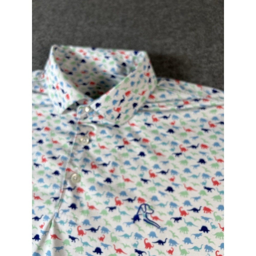 Rhoback Jurassic Performance Polo Shirt Dinosaur Print (size: XL)